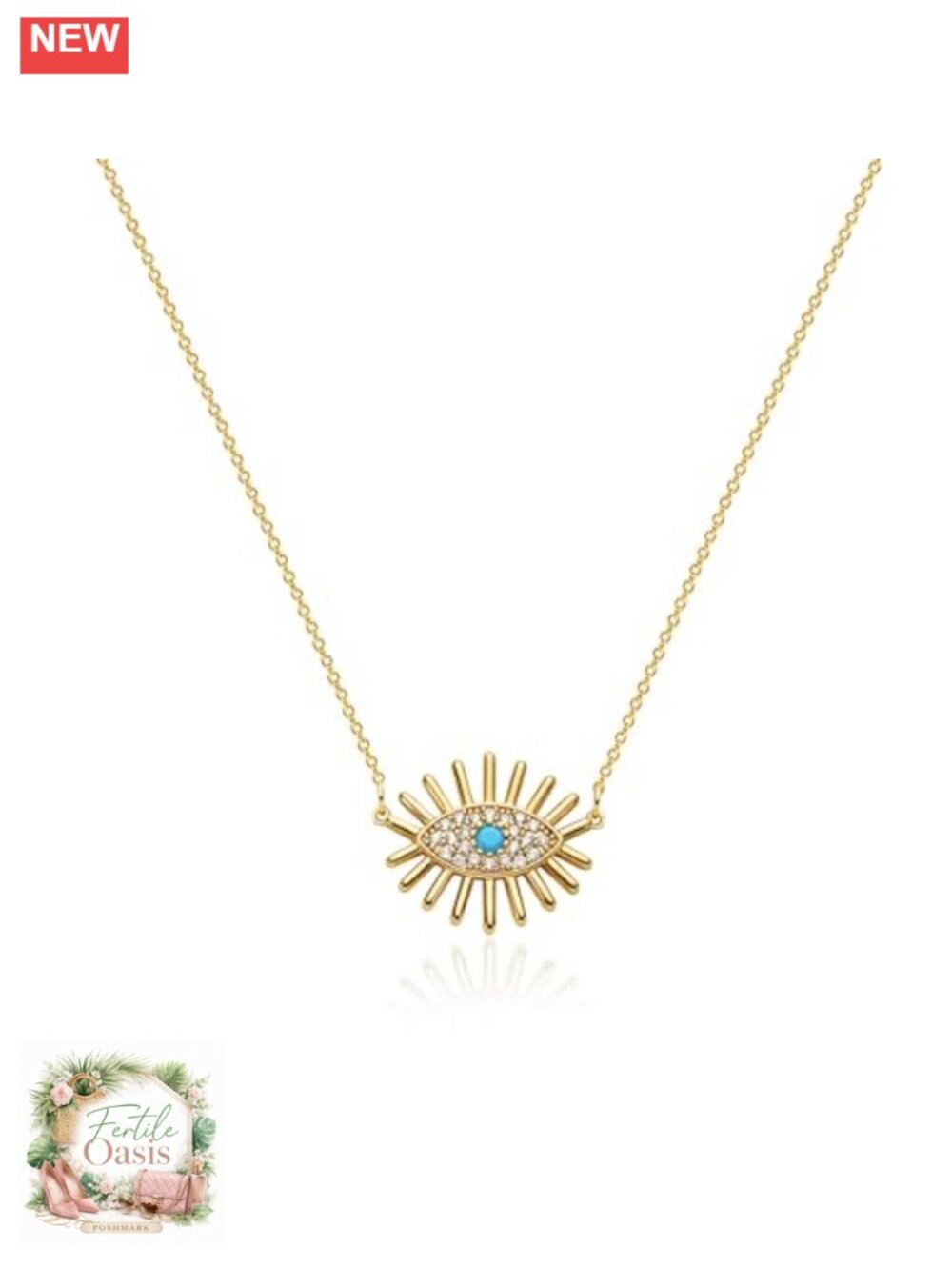 14K Gold Plated Evil Eye Pendant Necklace Dainty Layering Jewelry for Women
